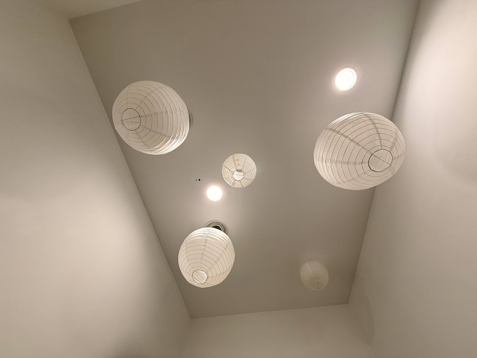 Paper lantern lighting inside the wellness space